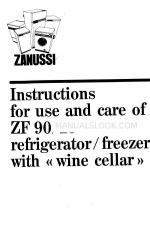 Zanussi ZF 23 Instructions For The Use And Care