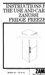 Zanussi ZF 56 Instructions For The Use And Care