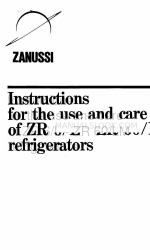 Zanussi ZR 60/LM Instructions For The Use And Care