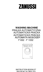 Zanussi F 832 Instruction Booklet