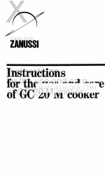 Zanussi GC 20M Instructions pour l'utilisation et l'entretien