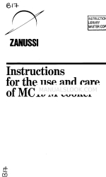 Zanussi MC19M Instructions For The Use And Care