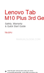 Lenovo M10 Plus 3rd Gen Güvenlik, Garanti ve Hızlı Başlangıç Kılavuzu