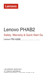 Lenovo PB2-650M Руководство по безопасности, гарантии и быстрому запуску