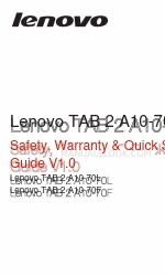 Lenovo TAB 2 A10-70F Safety, Warranty & Quick Start Manual