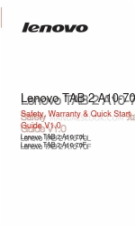 Lenovo TAB 2 A10-70F Manual de segurança, garantia e início rápido