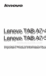 Lenovo TAB A7-40 Важлива інформація про продукт Посібник з експлуатації