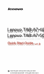 Lenovo TAB A7-50 Quick Start Manual