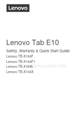 Lenovo Tab E10 안전, 보증 및 빠른 시작 매뉴얼