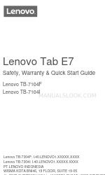 Lenovo Tab E7 Bezpieczeństwo, gwarancja i skrócona instrukcja obsługi