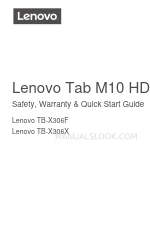 Lenovo Tab M10 HD Panduan Keselamatan, Garansi & Mulai Cepat