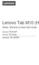 Lenovo Tab M10 TB-X505F Руководство по безопасности, гарантии и быстрому запуску