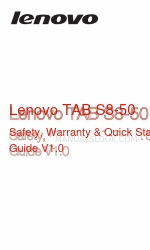 Lenovo TAB S8-50 Güvenlik, Garanti ve Hızlı Başlangıç Kılavuzu