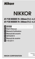 Nikon AF-P DX NIKKOR 70–300mm f/4.5–6.3G ED VR Manual do utilizador