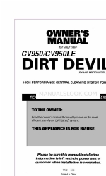 Dirt Devil Central Cleaning System for RV's CV950 Panduan Pemilik