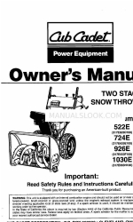 Cub Cadet 1030E Manuel du propriétaire