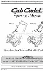 Cub Cadet 221 HP Panduan Operator