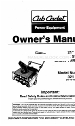 Cub Cadet 321 Manual do Proprietário