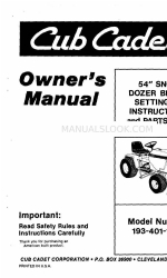 Cub Cadet 193-401-100 Manuel du propriétaire