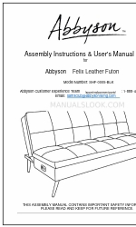 Abbyson Felix Leather Futon SHF-0005-BLK Montaj Talimatları & Kullanım Kılavuzu