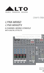 Alto LYNX-MIX62FX Manual do utilizador