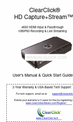 ClearClick HD Capture+Stream Users Manual & Quick Start Manual