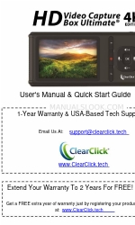 ClearClick HD Video Capture Box Ultimate Users Manual & Quick Start Manual