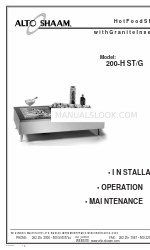 Alto-Shaam HALO HEAT 200-HST/G Installazione Funzionamento e manutenzione