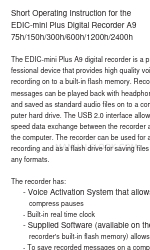 EDIC-mini Plus A9 Korte bedieningsinstructies