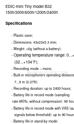 EDIC-mini Tiny B32 Instructions d'utilisation succinctes