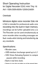 EDIC-mini A41-300h Korte gebruiksaanwijzing