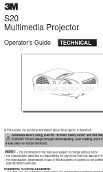 3M Multimedia Projector S20 Manuale dell'operatore