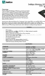 AmbiCom WL54-SDIO Specifications