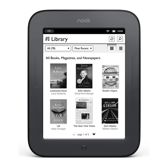 Barnes & Noble NOOK Simple Touch with GlowLight Краткое руководство по эксплуатации