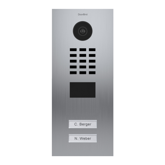 DoorBird D21 Series Snelstarthandleiding