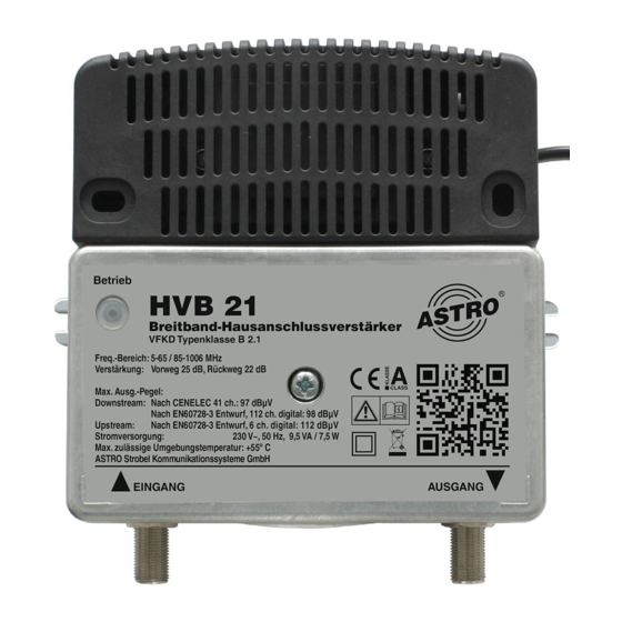 ASTRO HVB 21 Operating Manual