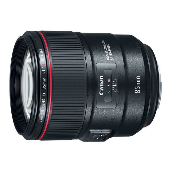 Canon EF85mm f/1.4L IS USM Manuel de démarrage rapide