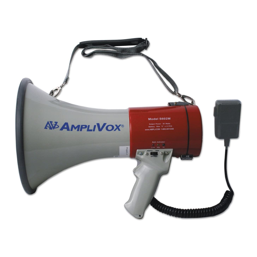 AmpliVox Megaphones S601 Технічна специфікація