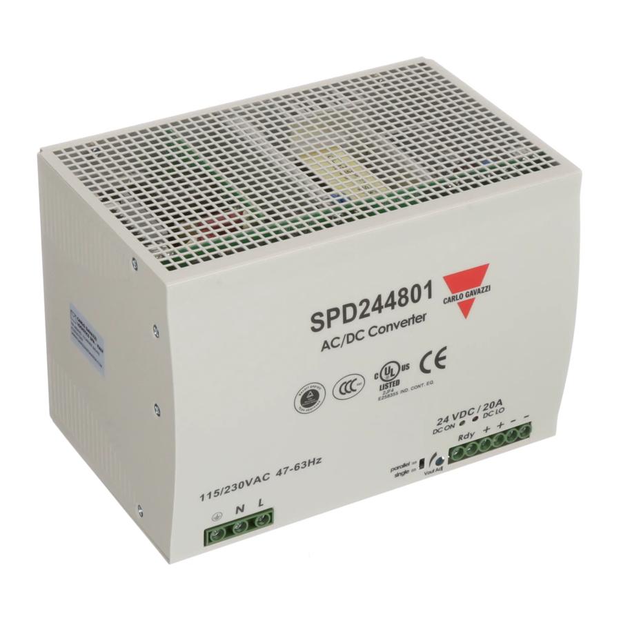 CARLO GAVAZZI SPD484801 Data Teknis, Pemasangan Dan Pengoperasian