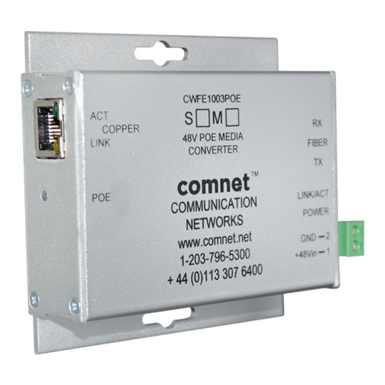 Comnet CNFE1002BPOES/M Installation And Operation Manual