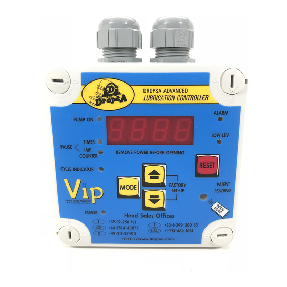 DROPSA ADVANCED LUBRICATION CONTROLLER Folha de instruções e dados do produto