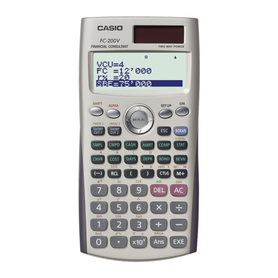 Casio Financial Consultant FC-100V Manuel