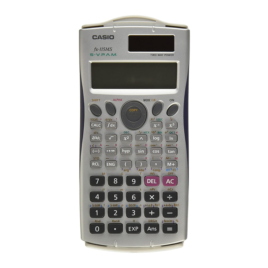 Casio FX 115MS - Plus Scientific Calculator Manuale d'uso