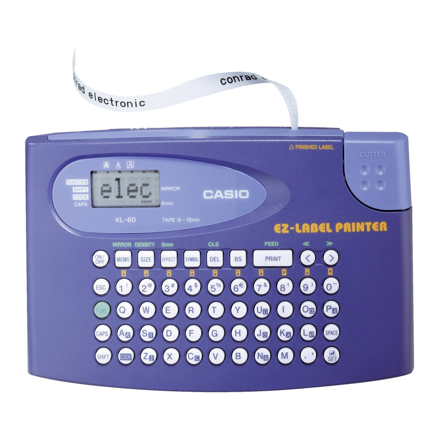 Casio KL-60 - Label Printer Каталог продукции