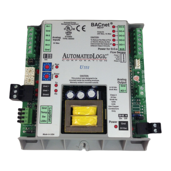 Automated Logic U551 Technische instructies