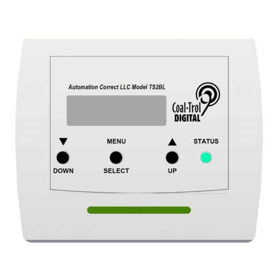 Automation Correct Coal-trol Digital TS2BL 빠른 시작 매뉴얼