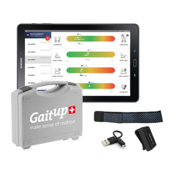 Gait up PhysiRun Live Manual do utilizador e parâmetros de resultados