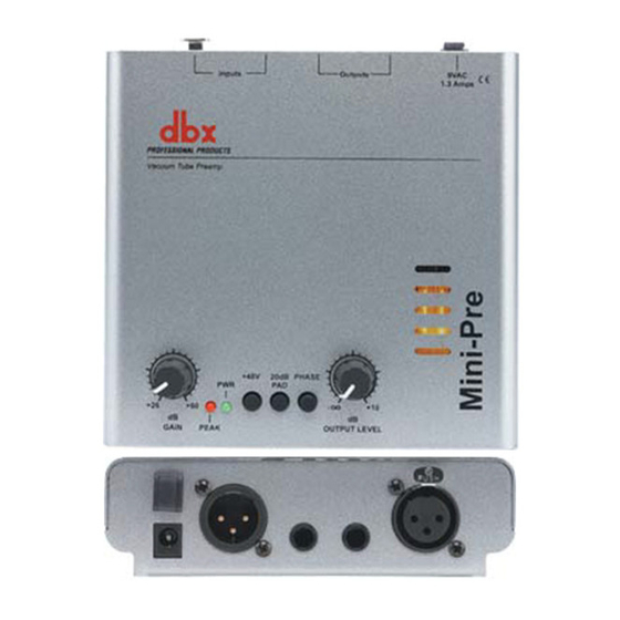 dbx Mini-Pre Vacuum Tube Microphone PreAmp 사용자 설명서