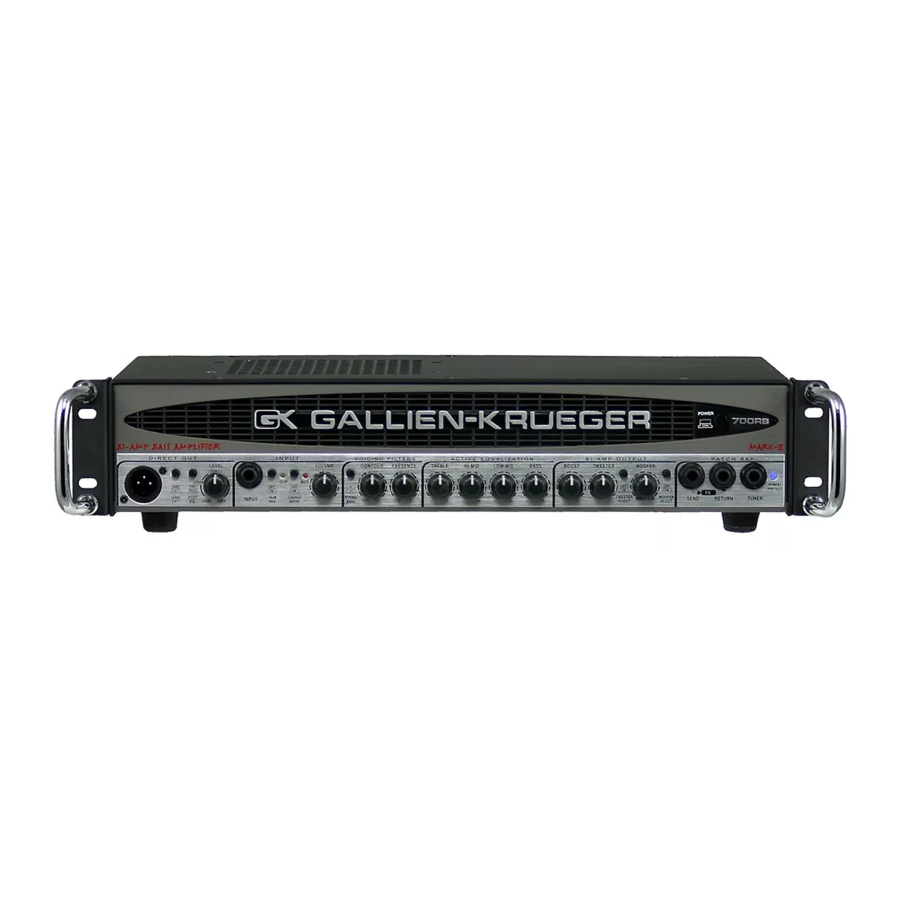 Gallien-Krueger 1001RB-II Kullanıcı El Kitabı