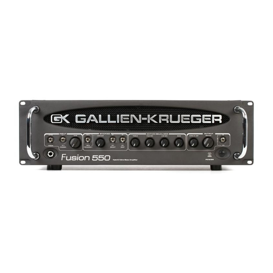 Gallien-Krueger Fusion 550 Kullanıcı El Kitabı